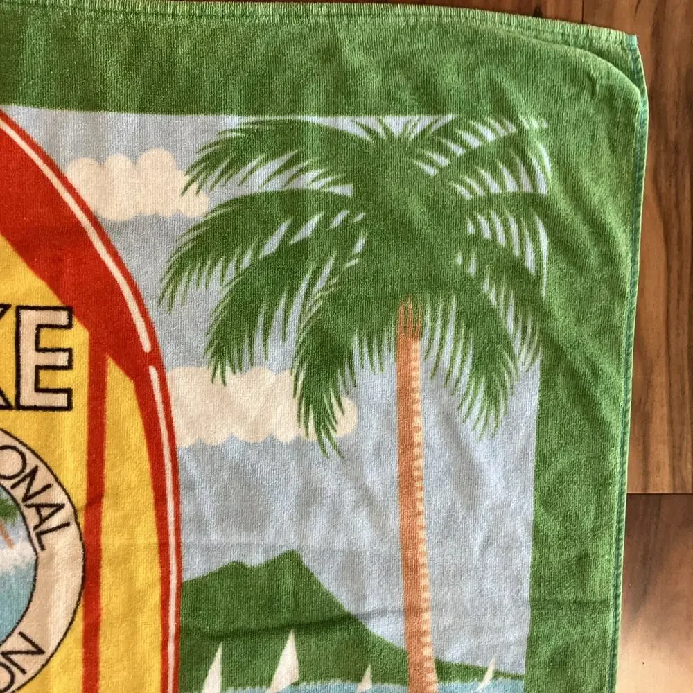 Vintage Seven Seas Duke Surfing Bear Hawaii Bear Unique RARE Beach Towel Cotton